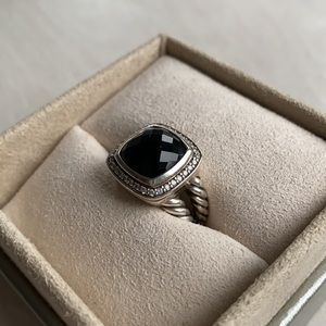Albion® Ring with Black Onyx and Diamonds, 11mm